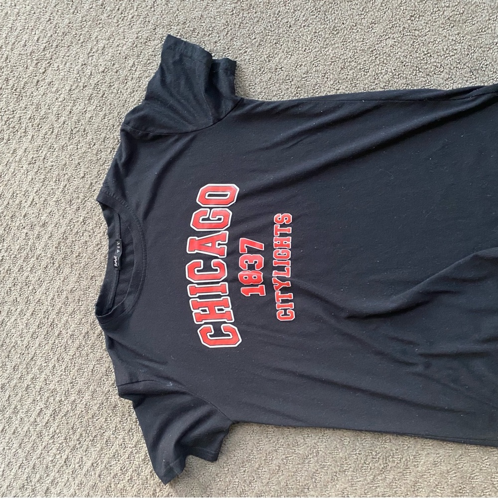 Black,Chicago,cotton tee
